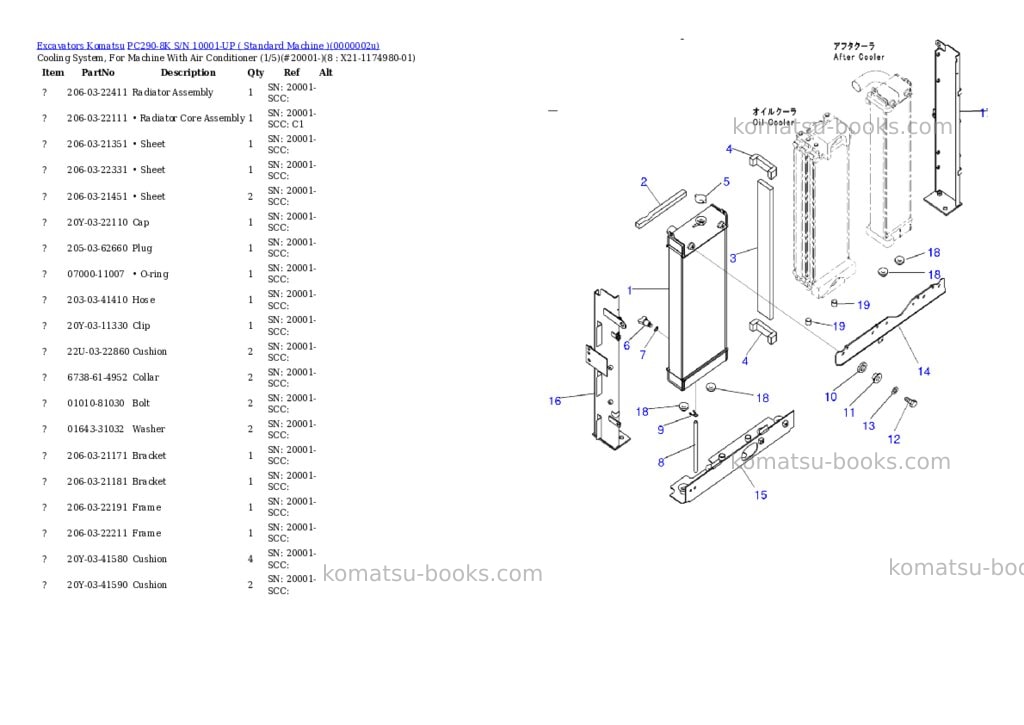 Komatsu pc290-8k s/n 10001-up standard machine Parts catalog cover Page 4