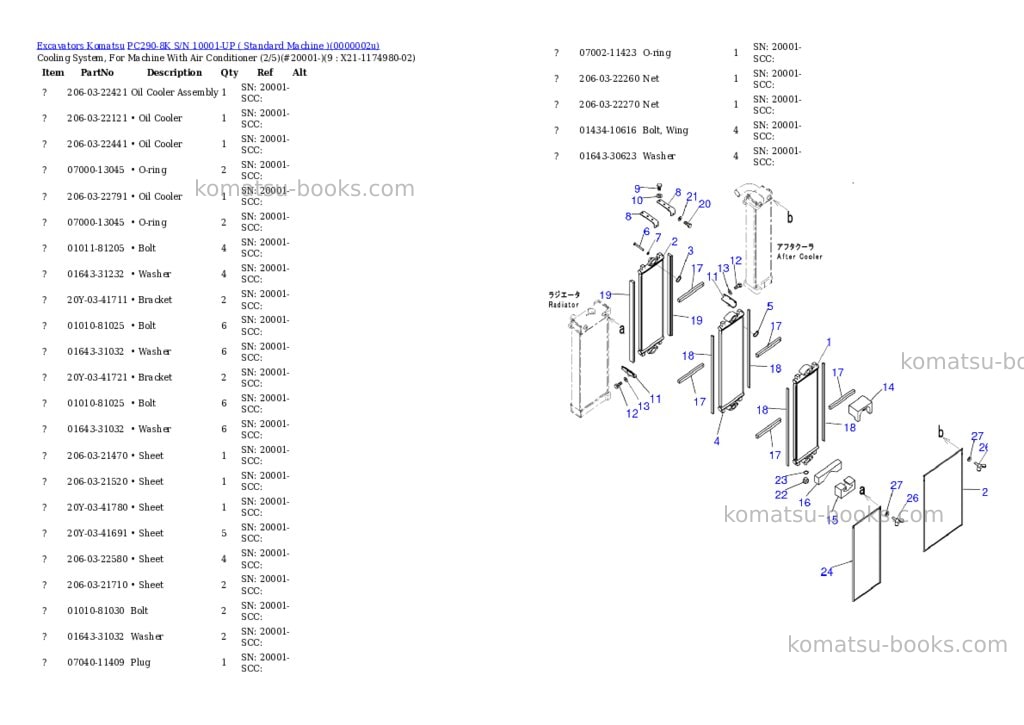 Komatsu pc290-8k s/n 10001-up standard machine Parts catalog cover Page 5