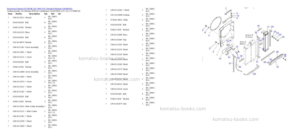 Komatsu pc290-8k s/n 10001-up standard machine Parts catalog cover Page 6