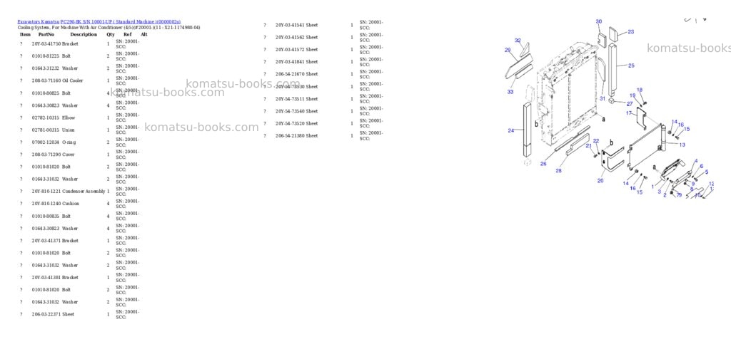 Komatsu pc290-8k s/n 10001-up standard machine Parts catalog cover Page 7