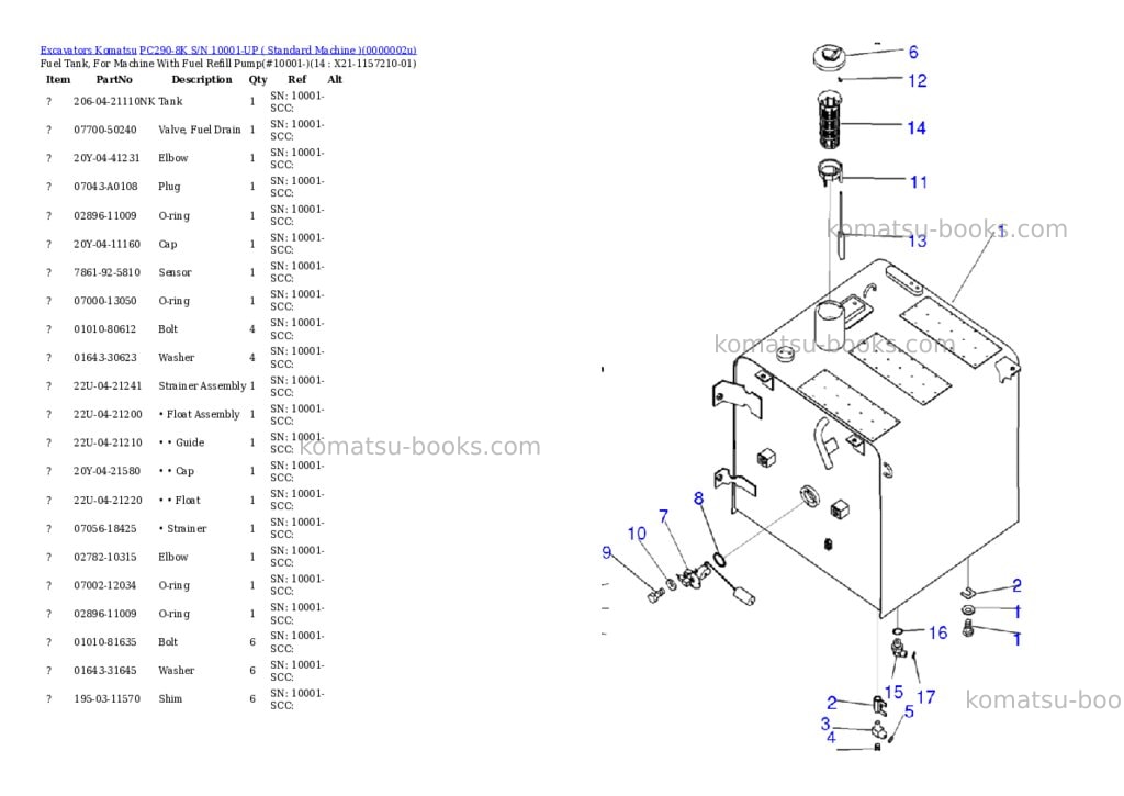 Komatsu pc290-8k s/n 10001-up standard machine Parts catalog cover Page 9
