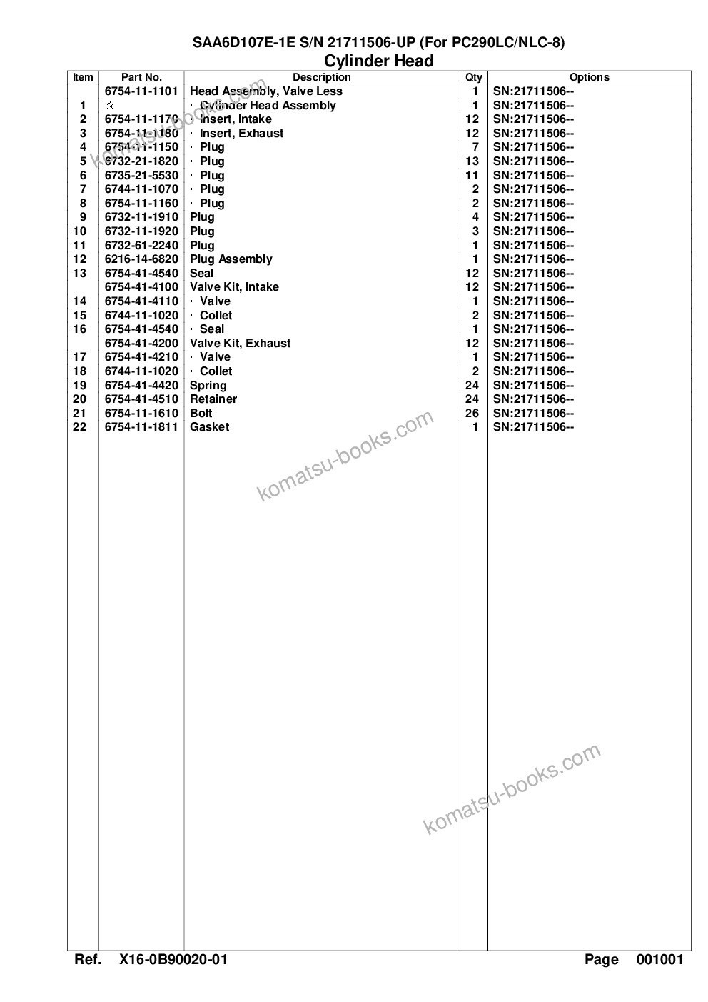 Komatsu SAA6D107E-1E S/N 21711506-UP (For PC290LC/NLC-8) Parts catalog cover Page 4