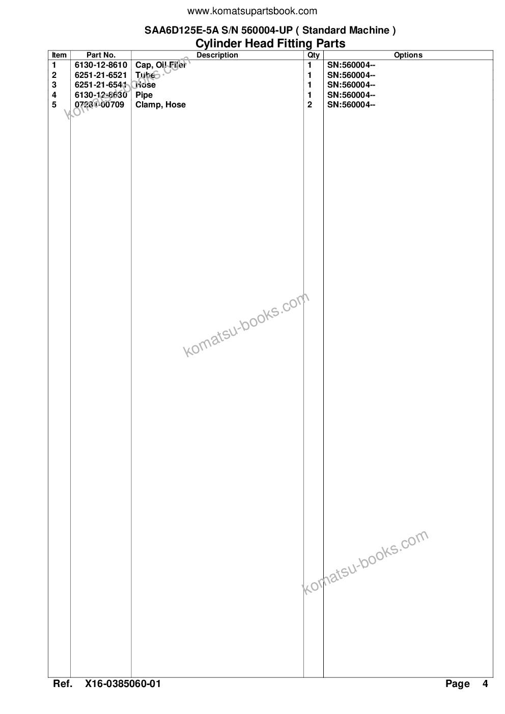 Komatsu saa6d125e-5a s/n 560004-up standard machine Parts catalog cover Page 6 Komatsu saa6d125e-5a s/n 560004-up standard machine Parts catalog cover Page 6