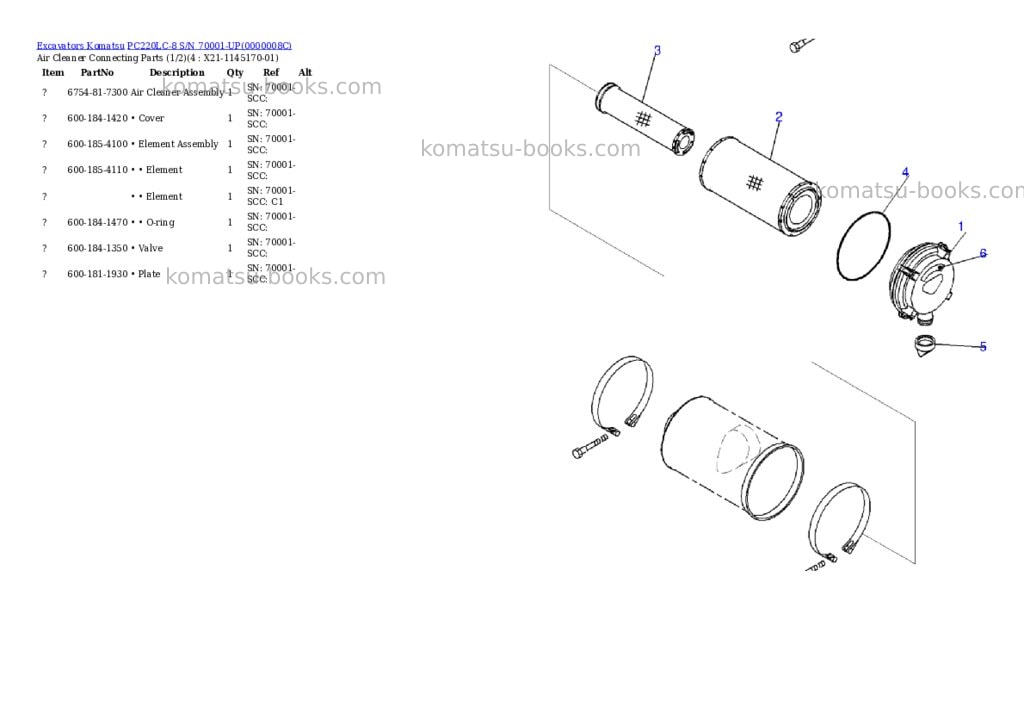 Komatsu pc220lc-8 s/n 70001-up ecot3 Parts catalog cover Komatsu pc220lc-8 s/n 70001-up ecot3 Parts catalog cover