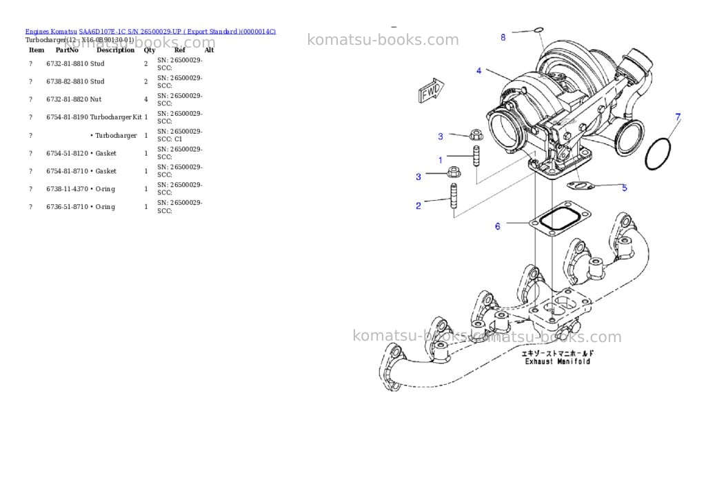 Komatsu saa6d107e-1c s/n 26500029-up export standard Parts catalog cover Page 9