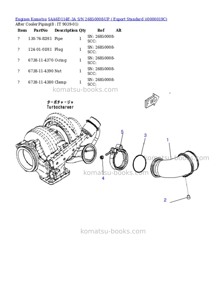 Komatsu saa6d114e-3a s/n 26850008-up export standard Parts catalog cover Page 5