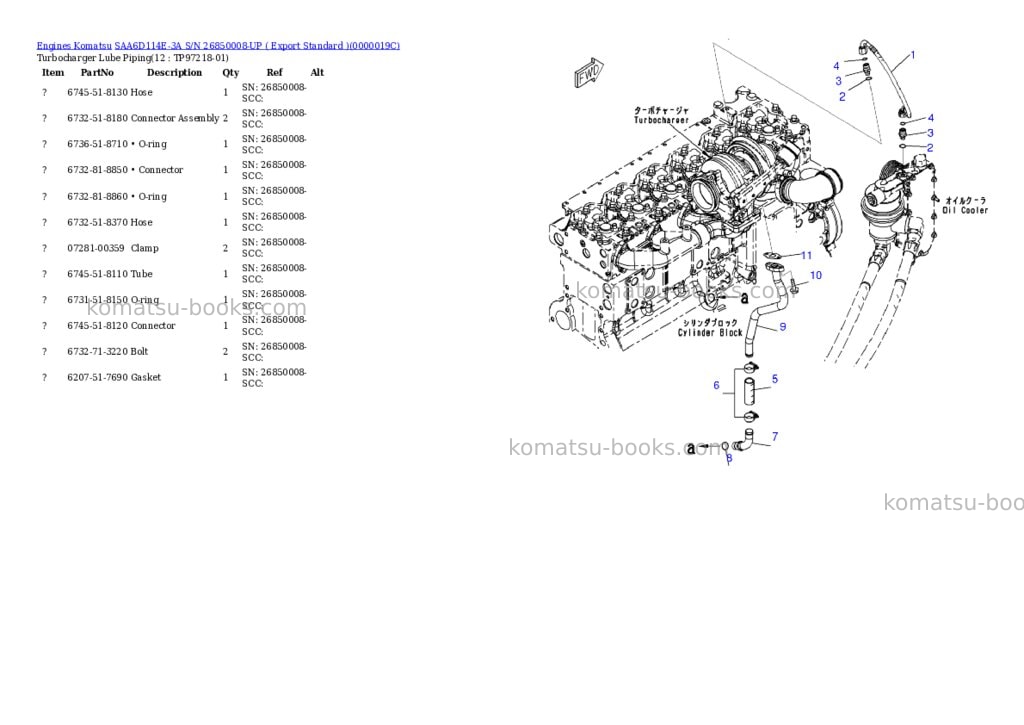 Komatsu saa6d114e-3a s/n 26850008-up export standard Parts catalog cover Page 9