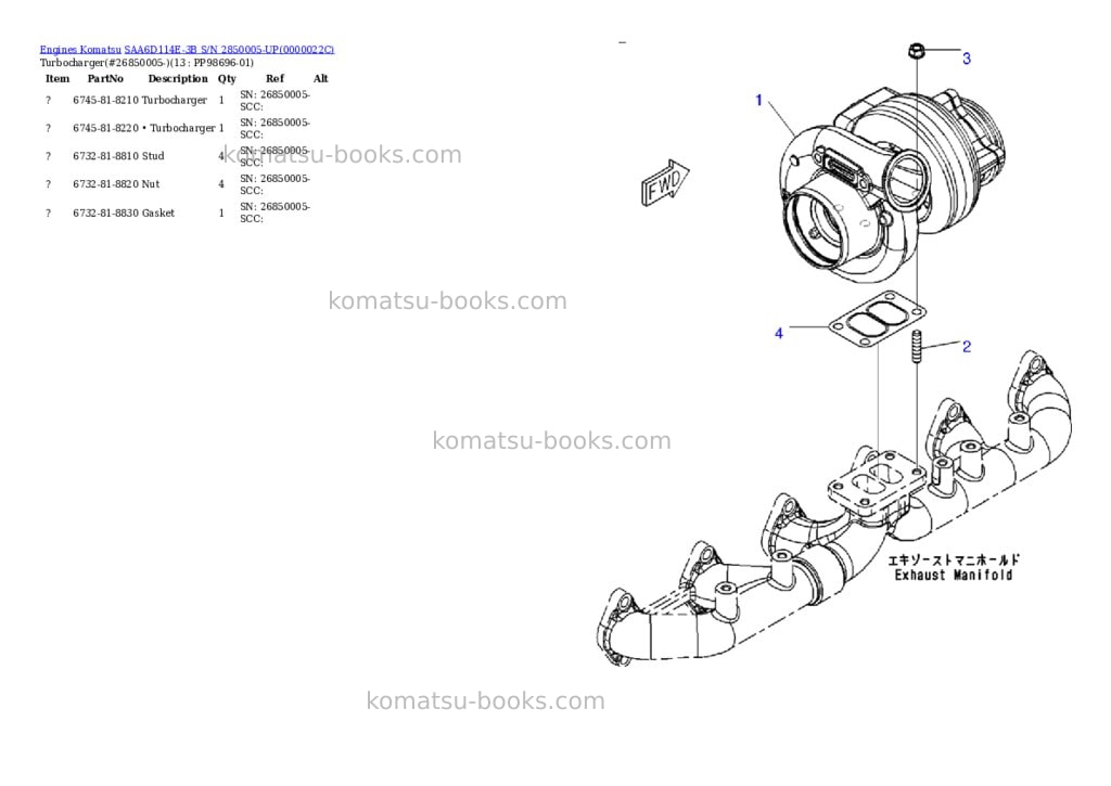 Komatsu saa6d114e-3b s/n 2850005-up Parts catalog cover Page 10 Komatsu saa6d114e-3b s/n 2850005-up Parts catalog cover Page 10