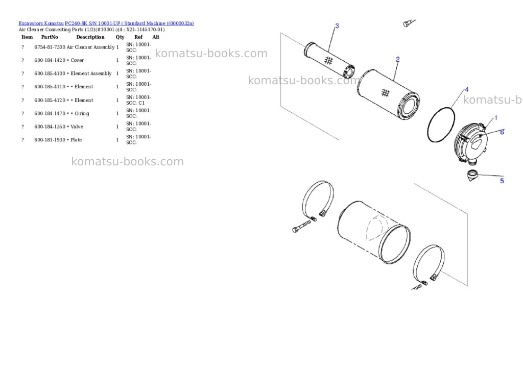 Komatsu pc240-8k s/n 10001-up standard machine Parts catalog cover Komatsu pc240-8k s/n 10001-up standard machine Parts catalog cover