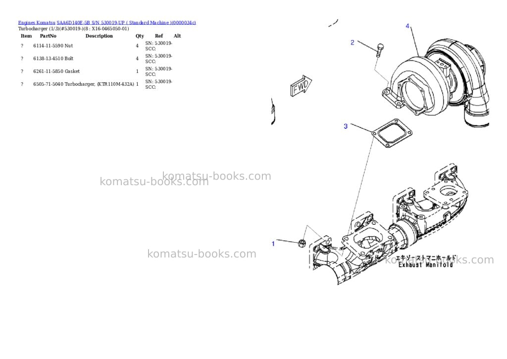 Komatsu saa6d140e-5b s/n 530019-up standard machine Parts catalog cover Page 5 Komatsu saa6d140e-5b s/n 530019-up standard machine Parts catalog cover Page 5