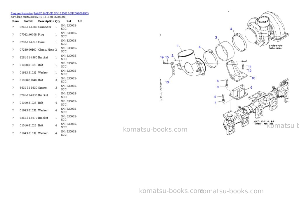 Komatsu saa6d140e-5d s/n 530015-up Parts catalog cover Page 2 Komatsu saa6d140e-5d s/n 530015-up Parts catalog cover Page 2