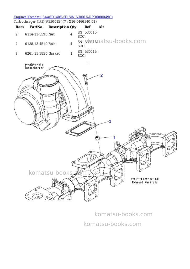 Komatsu saa6d140e-5d s/n 530015-up Parts catalog cover Page 4 Komatsu saa6d140e-5d s/n 530015-up Parts catalog cover Page 4