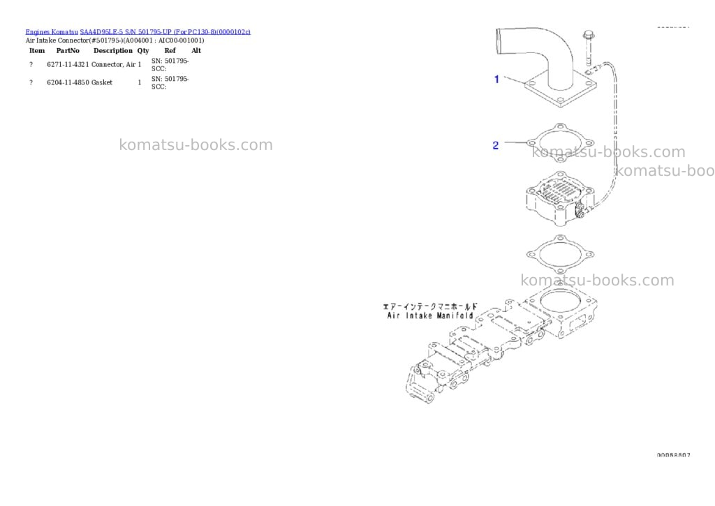 Komatsu saa4d95le-5 s/n 501795-up for pc130-8 Parts catalog cover Page 3 Komatsu saa4d95le-5 s/n 501795-up for pc130-8 Parts catalog cover Page 3