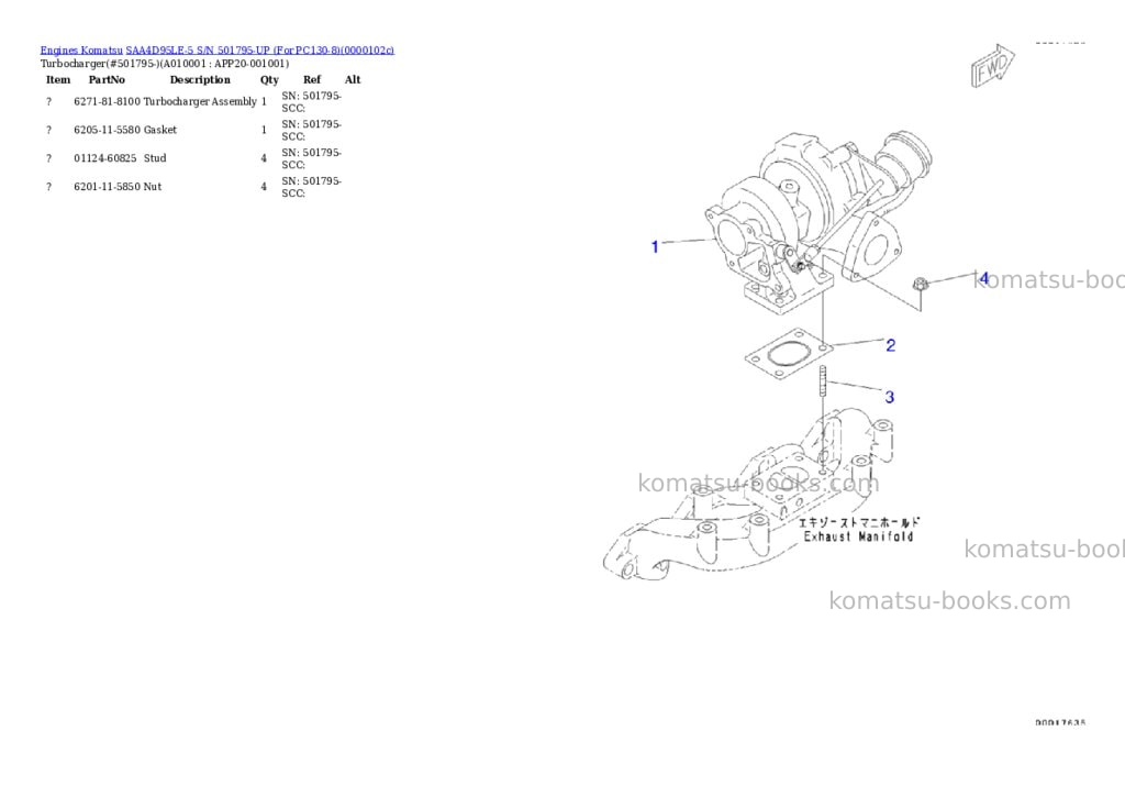 Komatsu saa4d95le-5 s/n 501795-up for pc130-8 Parts catalog cover Page 9 Komatsu saa4d95le-5 s/n 501795-up for pc130-8 Parts catalog cover Page 9