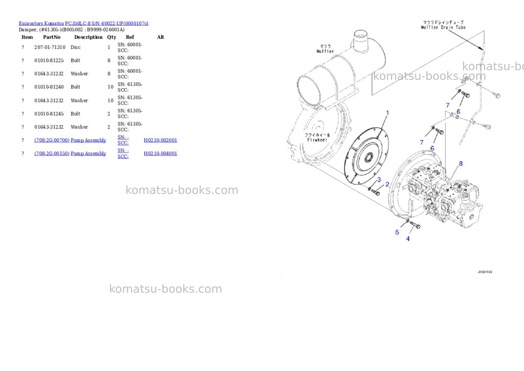Komatsu PC350LC-8 S/N 60022-UP Parts catalog cover Page 4 Komatsu PC350LC-8 S/N 60022-UP Parts catalog cover Page 4