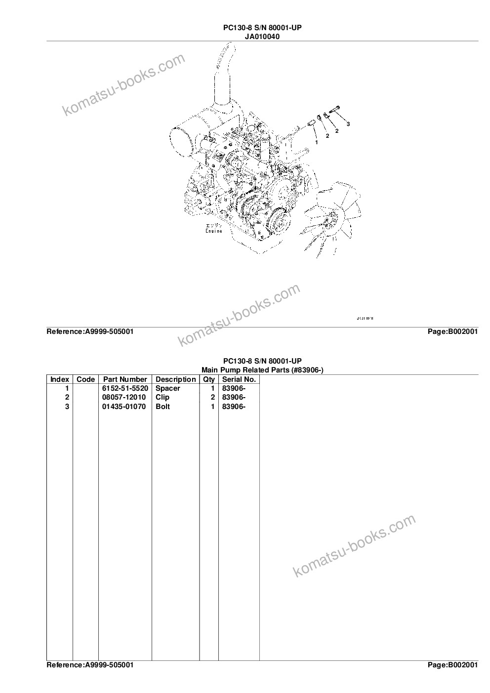 Komatsu PC130-8 S/N 80001-UP Katalog dílů obálka Strana 6