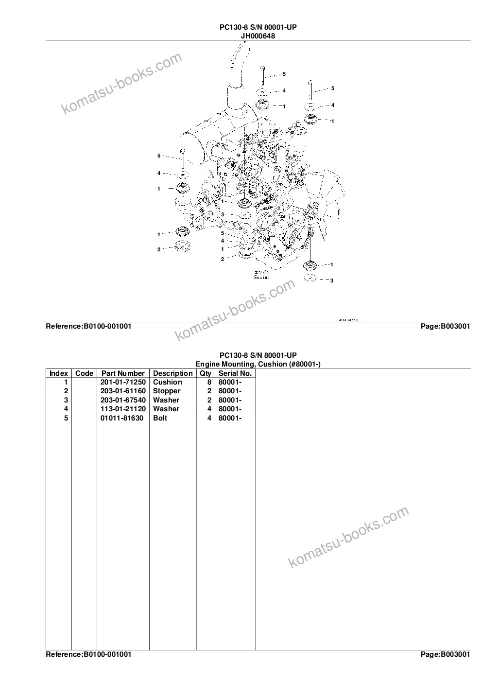 Komatsu PC130-8 S/N 80001-UP Katalog dílů obálka Strana 8