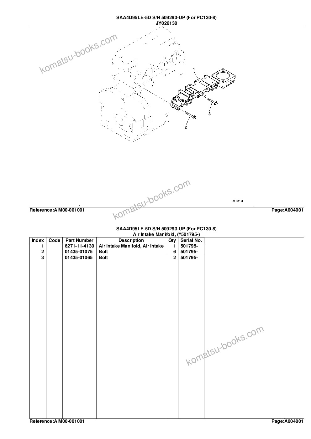 Komatsu saa4d95le-5d s/n 501795-up for pc130-8 Parts catalog cover Page 10 Komatsu saa4d95le-5d s/n 501795-up for pc130-8 Parts catalog cover Page 10