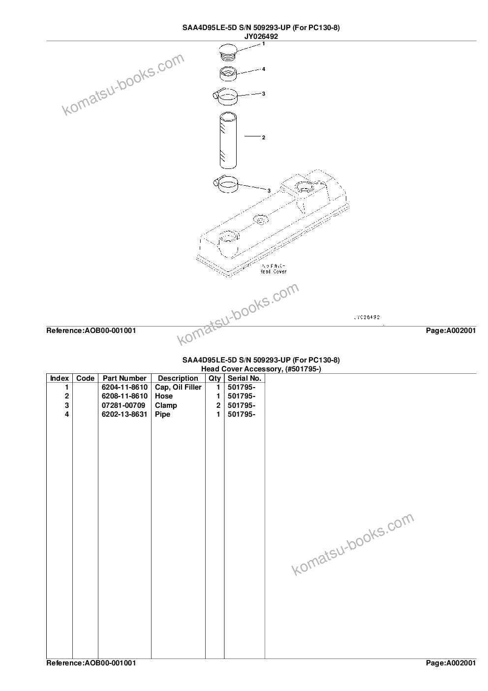 Komatsu saa4d95le-5d s/n 501795-up for pc130-8 Parts catalog cover Page 6 Komatsu saa4d95le-5d s/n 501795-up for pc130-8 Parts catalog cover Page 6