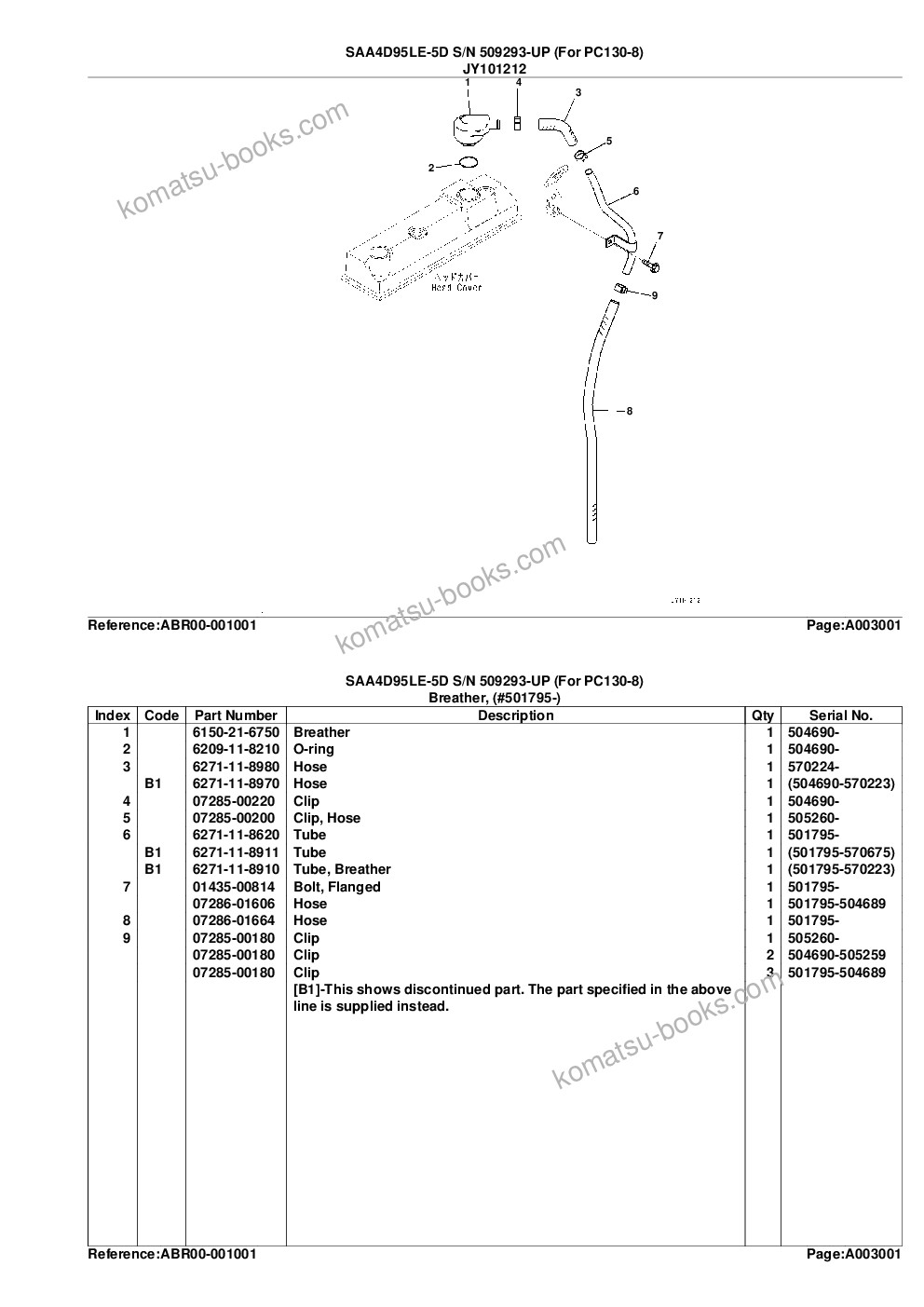 Komatsu saa4d95le-5d s/n 501795-up for pc130-8 Parts catalog cover Page 8 Komatsu saa4d95le-5d s/n 501795-up for pc130-8 Parts catalog cover Page 8