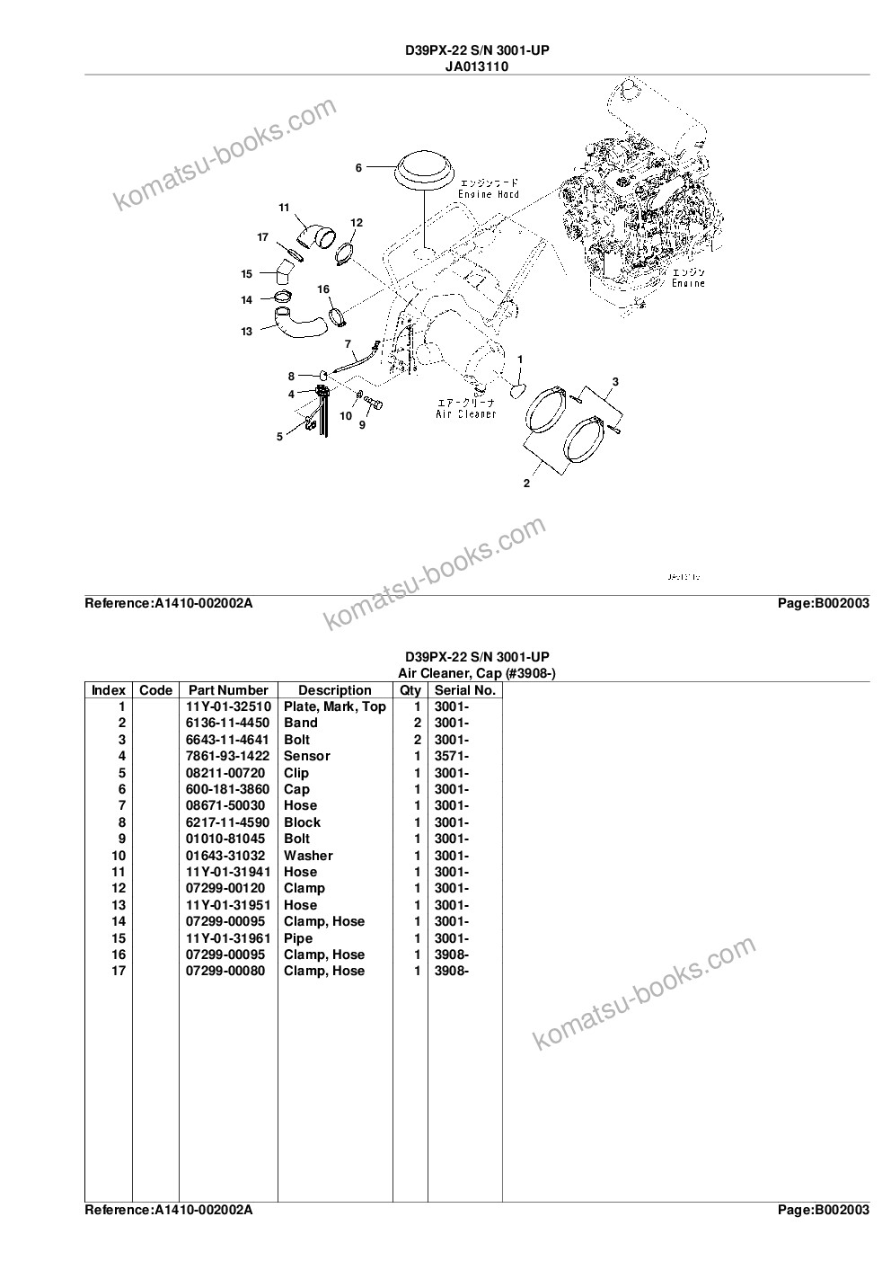Komatsu d39px-22 s/n 3001-up Parts catalog cover Page 10 Komatsu d39px-22 s/n 3001-up Parts catalog cover Page 10