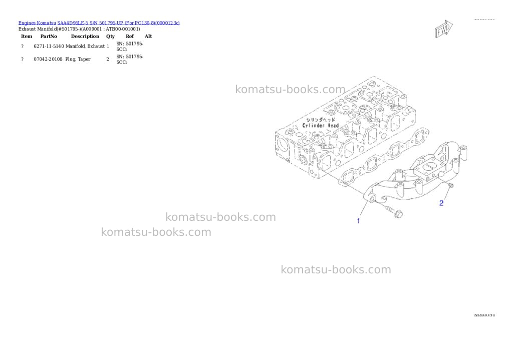 Komatsu SAA4D95LE-5 S/N 501795-UP (For PC130-8) Parts catalog cover Page 8 Komatsu SAA4D95LE-5 S/N 501795-UP (For PC130-8) Parts catalog cover Page 8