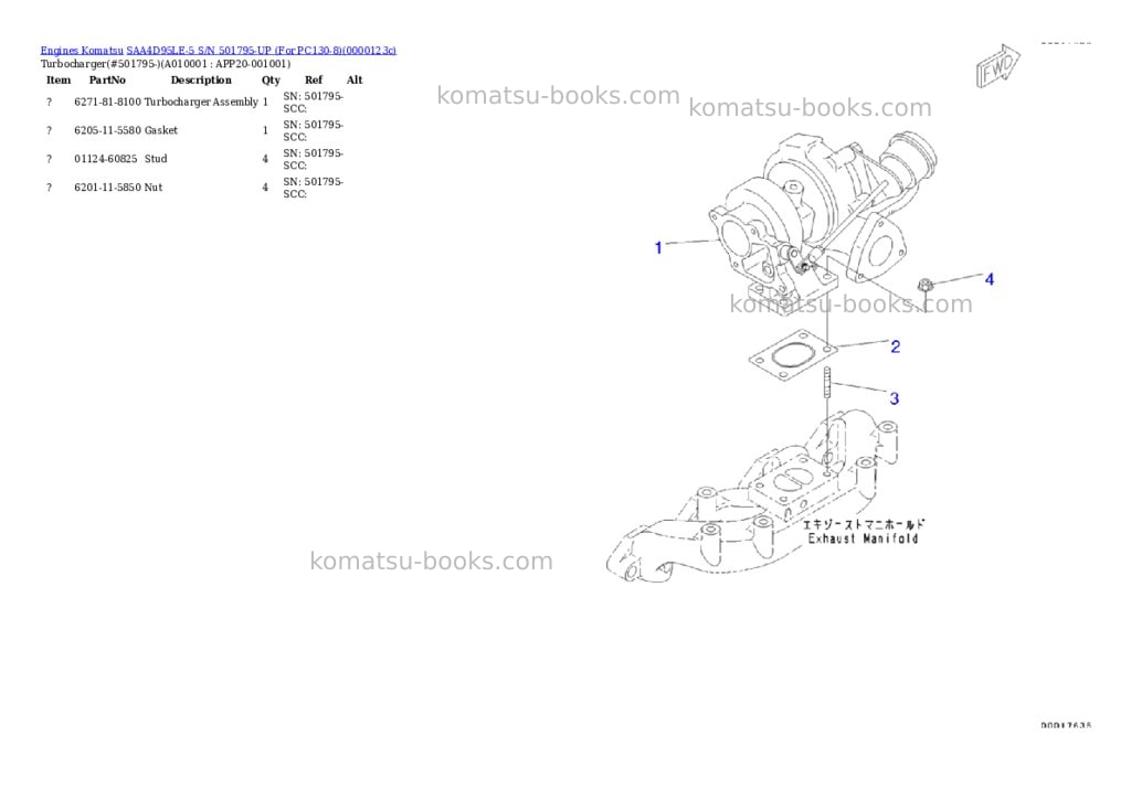 Komatsu SAA4D95LE-5 S/N 501795-UP (For PC130-8) Parts catalog cover Page 9 Komatsu SAA4D95LE-5 S/N 501795-UP (For PC130-8) Parts catalog cover Page 9