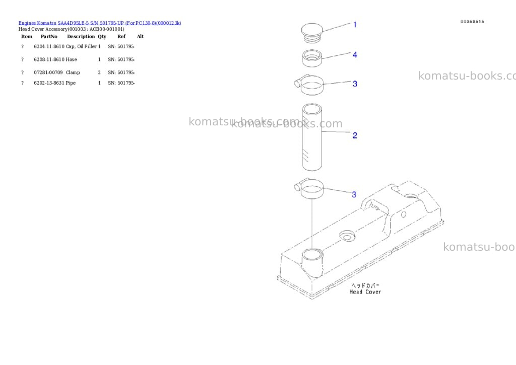 Komatsu SAA4D95LE-5 S/N 501795-UP (For PC130-8) Parts catalog cover Page 2 Komatsu SAA4D95LE-5 S/N 501795-UP (For PC130-8) Parts catalog cover Page 2