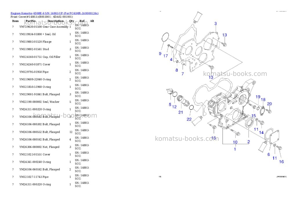 Komatsu 4d88e-6 s/n 14803-up for pc45mr-3 Parts catalog cover Page 4 Komatsu 4d88e-6 s/n 14803-up for pc45mr-3 Parts catalog cover Page 4