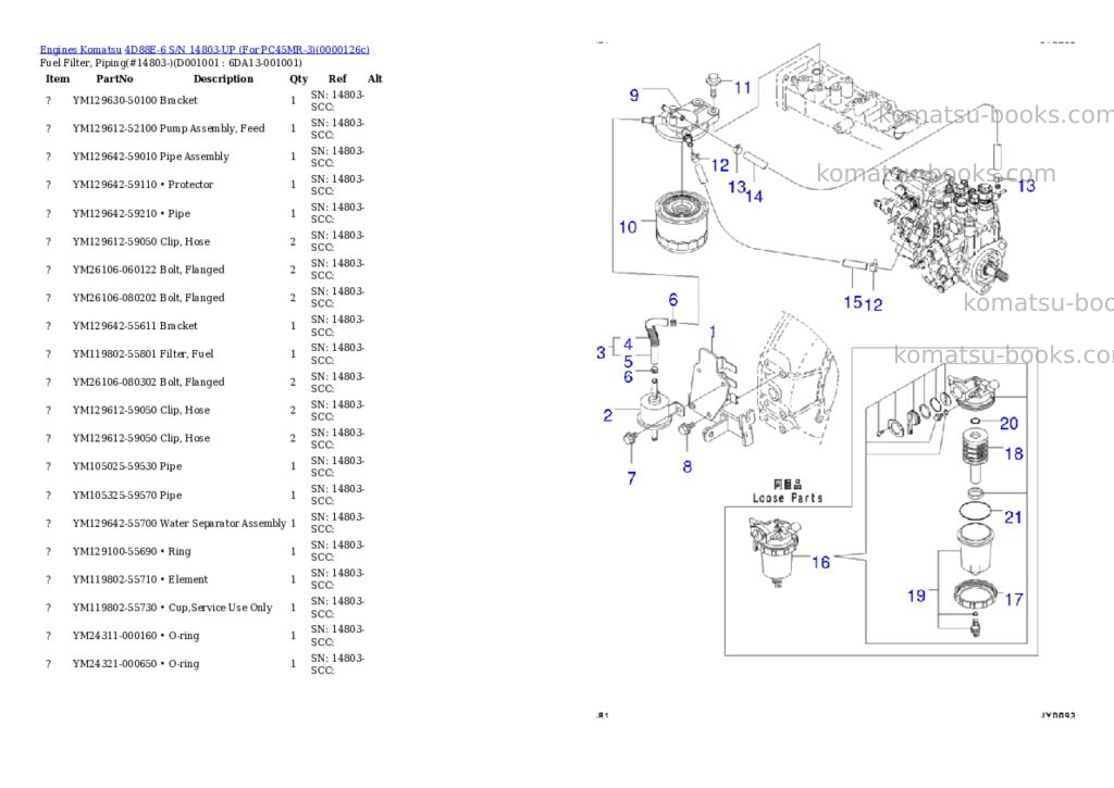Komatsu 4d88e-6 s/n 14803-up for pc45mr-3 Parts catalog cover Page 7 Komatsu 4d88e-6 s/n 14803-up for pc45mr-3 Parts catalog cover Page 7