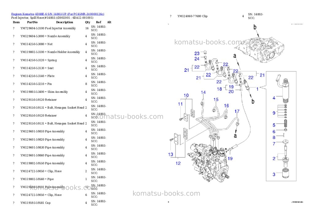 Komatsu 4d88e-6 s/n 14803-up for pc45mr-3 Parts catalog cover Page 8 Komatsu 4d88e-6 s/n 14803-up for pc45mr-3 Parts catalog cover Page 8