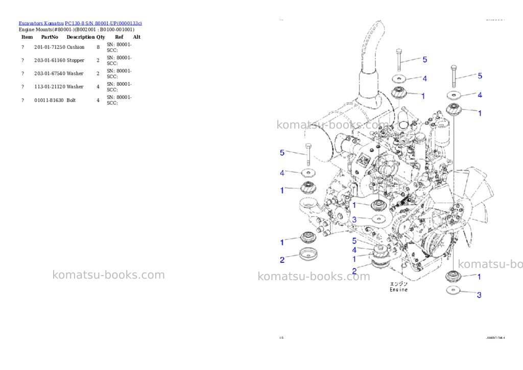 Komatsu pc130-8 s/n 80001-up Parts catalog cover Page 10