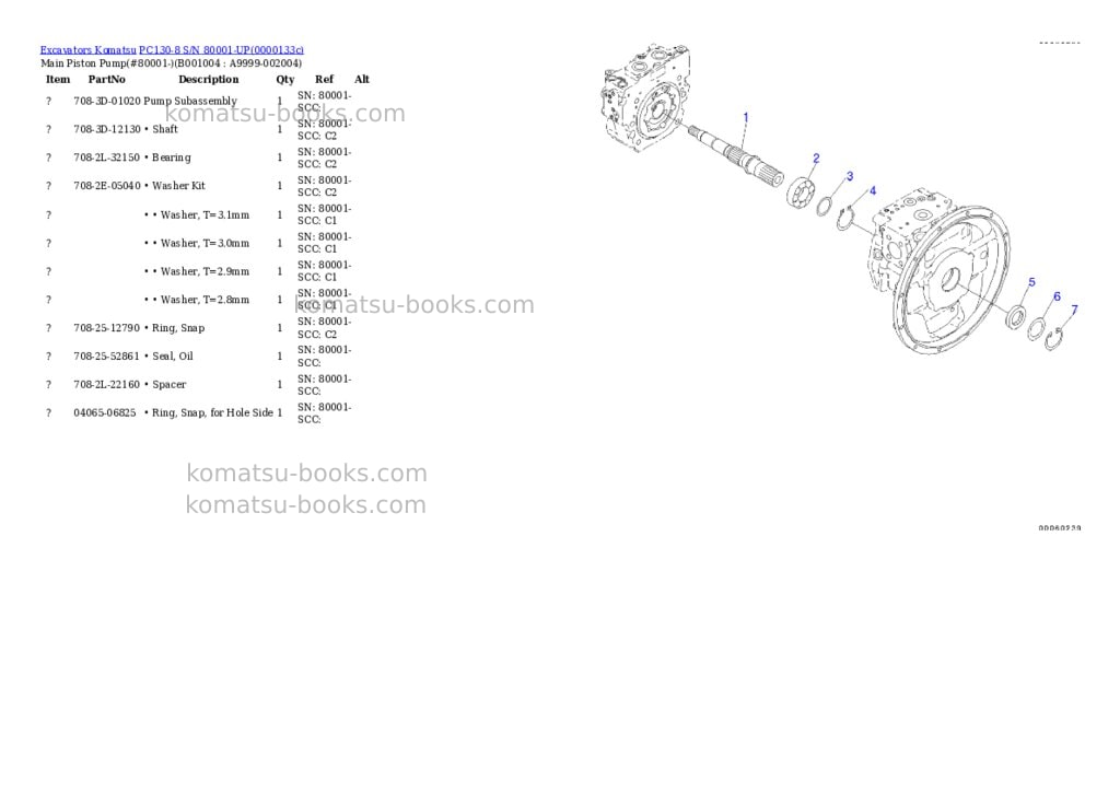 Komatsu pc130-8 s/n 80001-up Parts catalog cover Page 4