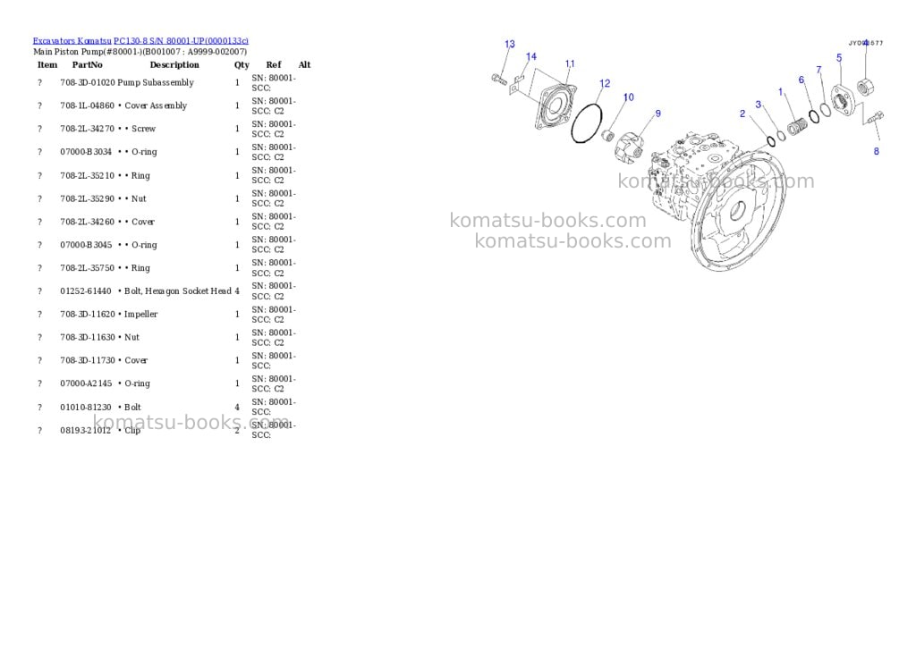 Komatsu pc130-8 s/n 80001-up Parts catalog cover Page 7