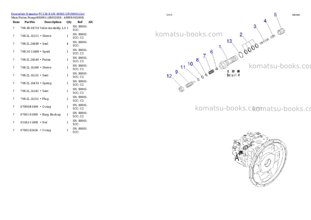 Komatsu pc130-8 s/n 80001-up Parts catalog cover Page 8