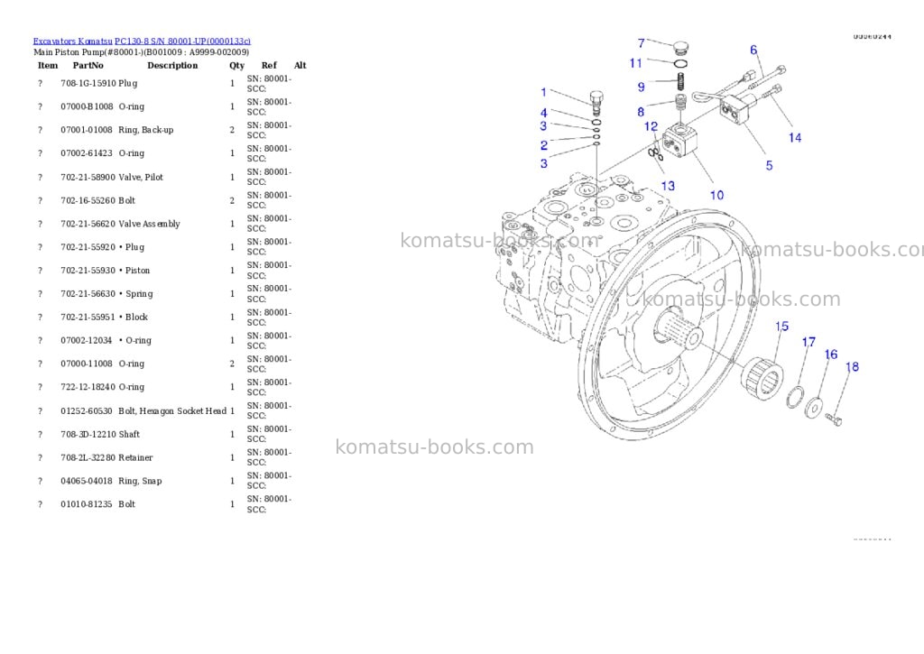 Komatsu pc130-8 s/n 80001-up Parts catalog cover Page 9