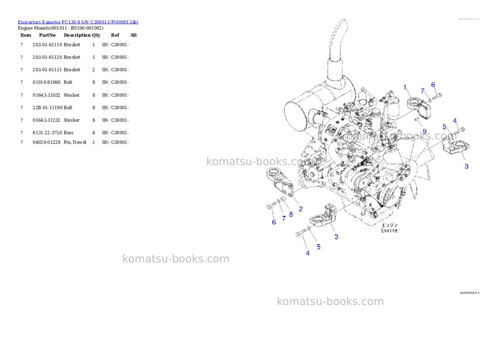Komatsu pc130-8 s/n c30001-up Parts catalog cover Page 10