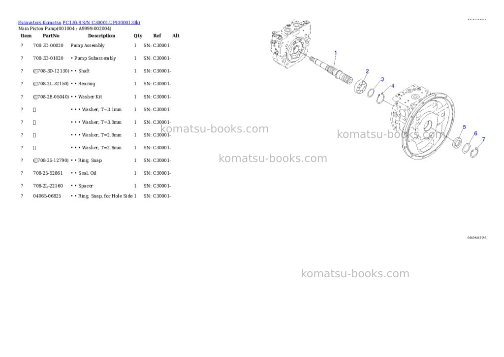 Komatsu pc130-8 s/n c30001-up Parts catalog cover Page 3
