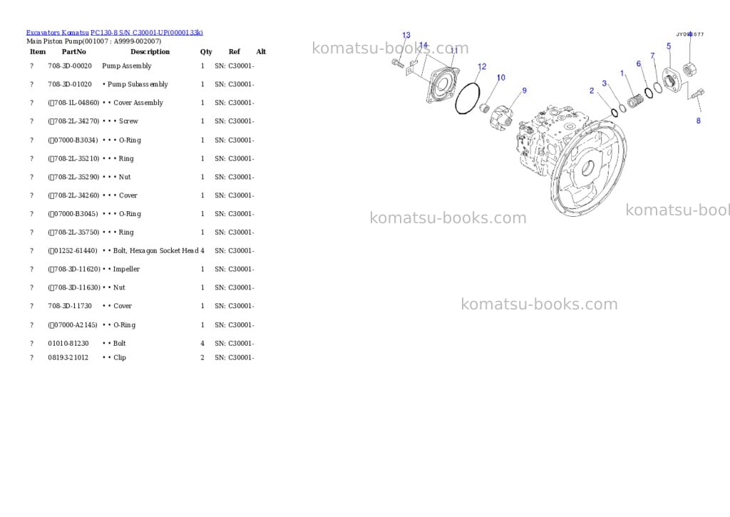 Komatsu pc130-8 s/n c30001-up Parts catalog cover Page 6
