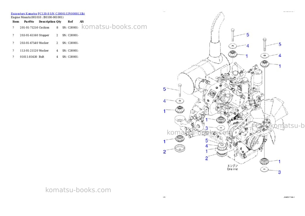 Komatsu pc130-8 s/n c30001-up Parts catalog cover Page 9