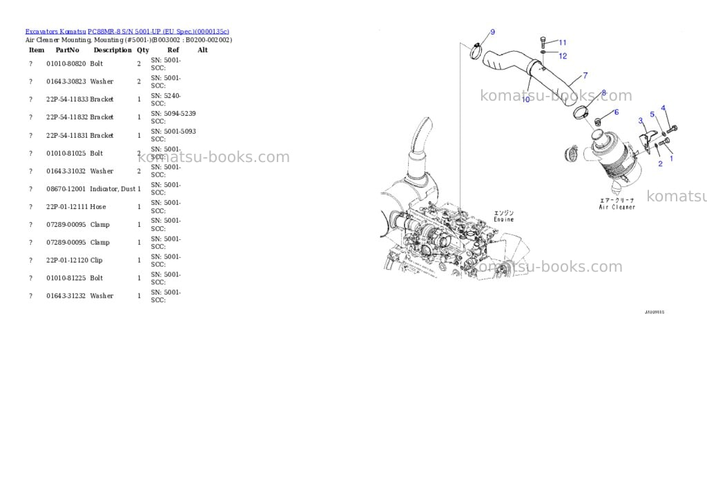 Komatsu pc88mr-8 s/n 5001-up Parts catalog cover Page 4 Komatsu pc88mr-8 s/n 5001-up Parts catalog cover Page 4