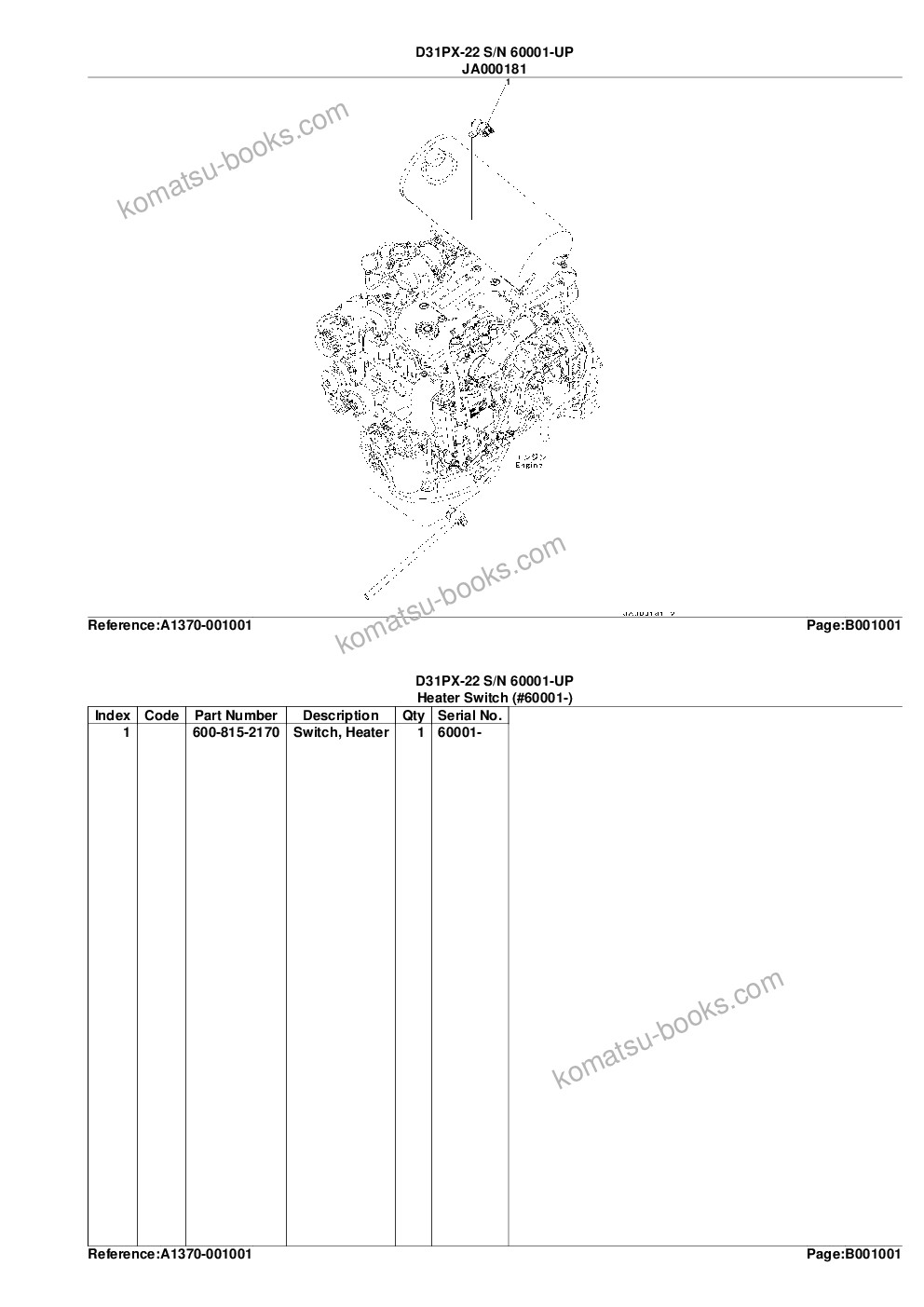 Komatsu d31px-22 s/n 60001-up Parts catalog cover Page 4