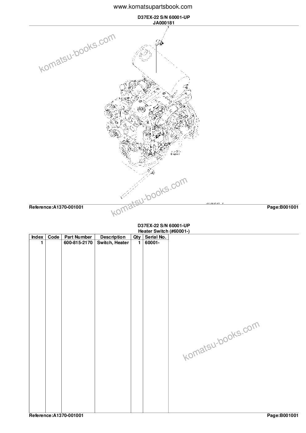 Komatsu d37ex-22 s/n 60001-up Parts catalog cover Page 4 Komatsu d37ex-22 s/n 60001-up Parts catalog cover Page 4