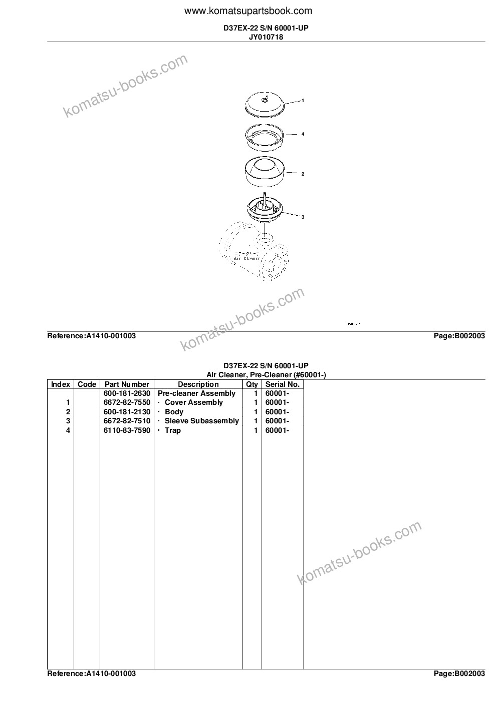 Komatsu d37ex-22 s/n 60001-up Parts catalog cover Page 8 Komatsu d37ex-22 s/n 60001-up Parts catalog cover Page 8