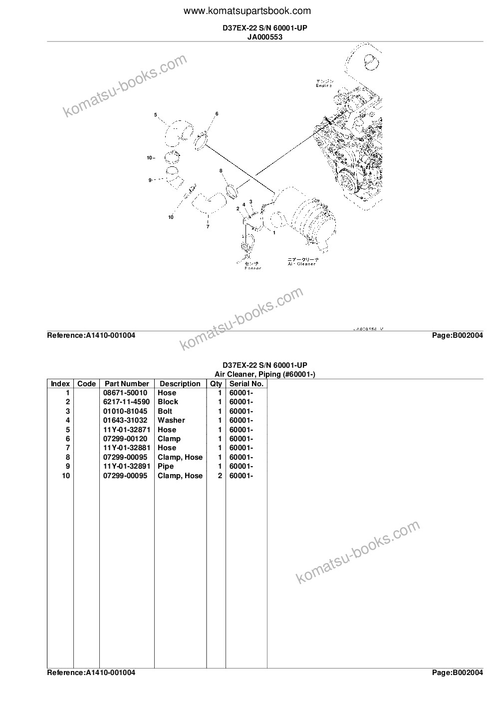Komatsu d37ex-22 s/n 60001-up Parts catalog cover Page 9 Komatsu d37ex-22 s/n 60001-up Parts catalog cover Page 9