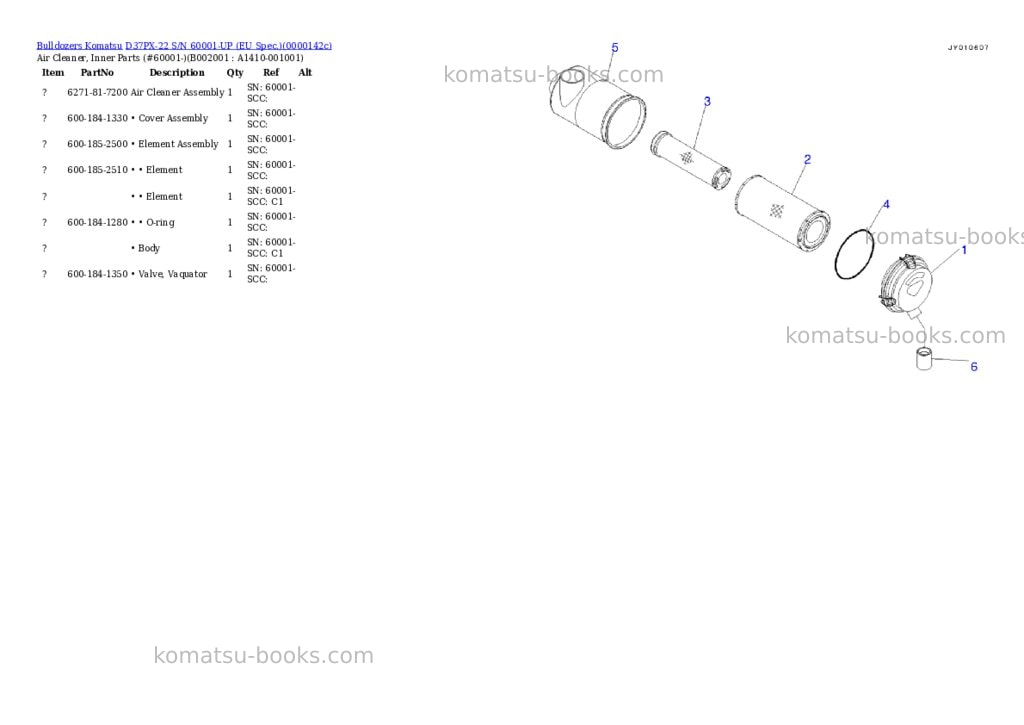 Komatsu D37PX-22 S/N 60001-UP (EU Spec.) Parts catalog cover Komatsu D37PX-22 S/N 60001-UP (EU Spec.) Parts catalog cover