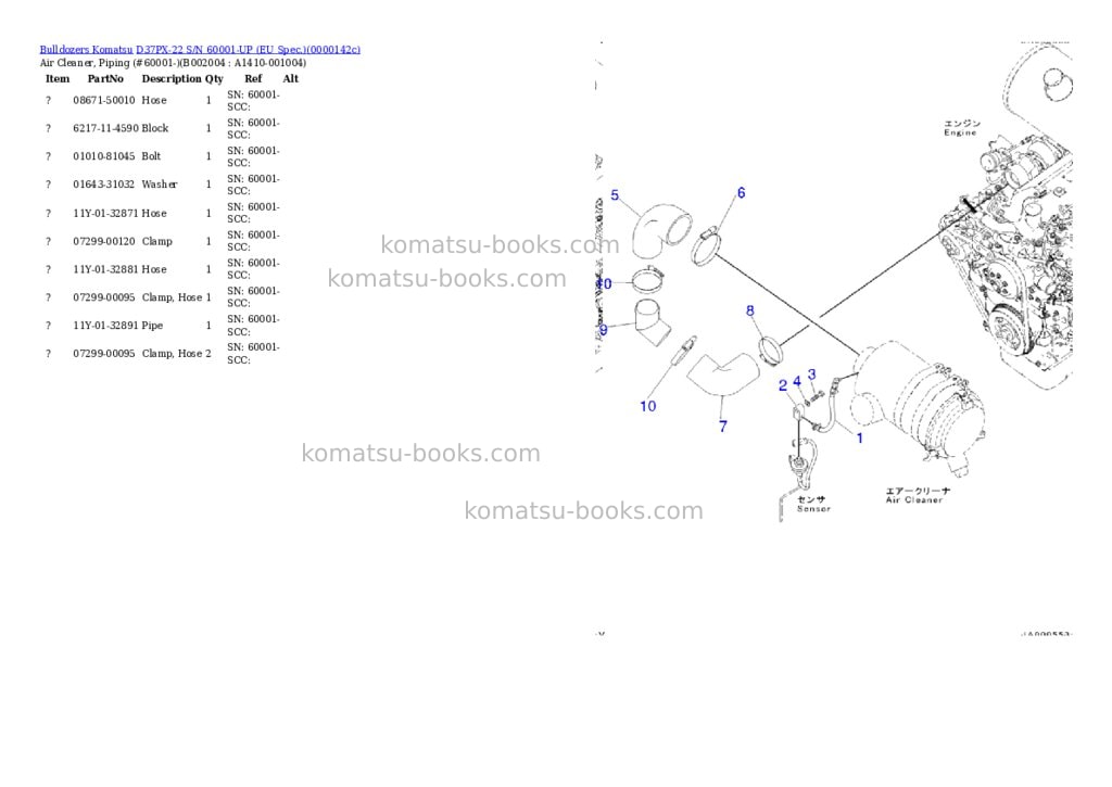 Komatsu D37PX-22 S/N 60001-UP (EU Spec.) Parts catalog cover Page 4 Komatsu D37PX-22 S/N 60001-UP (EU Spec.) Parts catalog cover Page 4