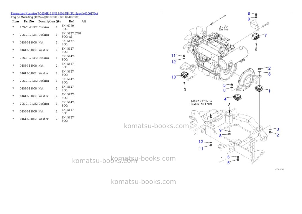 Komatsu PC45MR-3 S/N 5001-UP (EU Spec.) Parts catalog cover Komatsu PC45MR-3 S/N 5001-UP (EU Spec.) Parts catalog cover