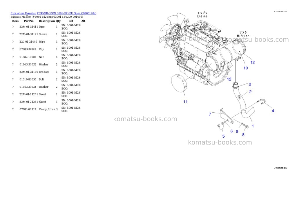 Komatsu PC45MR-3 S/N 5001-UP (EU Spec.) Parts catalog cover Page 2 Komatsu PC45MR-3 S/N 5001-UP (EU Spec.) Parts catalog cover Page 2