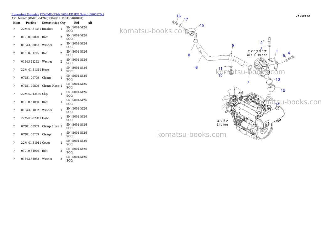 Komatsu PC45MR-3 S/N 5001-UP (EU Spec.) Parts catalog cover Page 3 Komatsu PC45MR-3 S/N 5001-UP (EU Spec.) Parts catalog cover Page 3